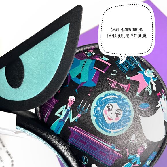 Disney Haunted Mansion EYES Ear Headband - Foolish Mortal Wallpaper Leota Hatbox - Picture 9 of 11